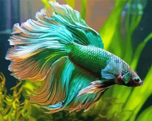 Green Betta Diamond Painting