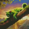 Green Cat In A Tree Diamond Painting