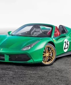 Green Ferrari 488 Car Diamond Painting