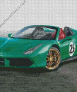 Green Ferrari 488 Car Diamond Painting