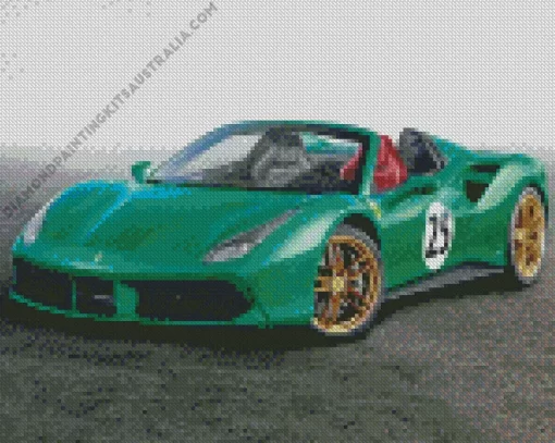 Green Ferrari 488 Car Diamond Painting