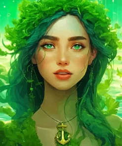 Green Haired Lady Diamond Painting