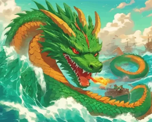 Green Sea Dragon Diamond Painting