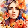 Lady Face And Flowers Diamond Painting