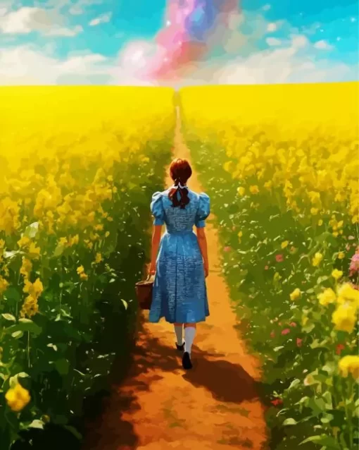 Lady Walking In A Field Diamond Painting