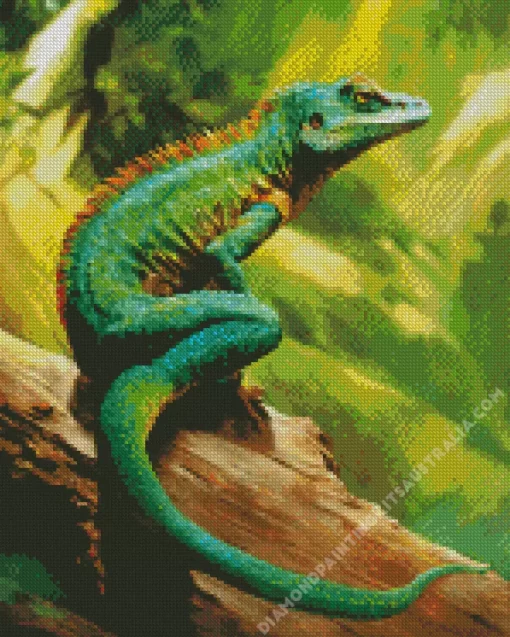 Lonely Green Lizard Diamond Painting