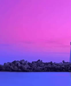 Walton Lighthouse At Sunset Diamond Painting