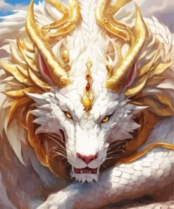 White Chinese Dragon Diamond Painting