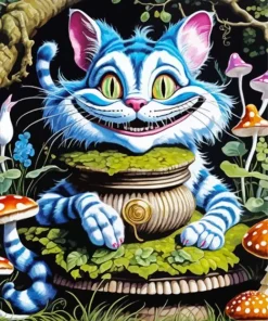 Alice In Wonderland Blue Cheshire Cat Diamond Painting