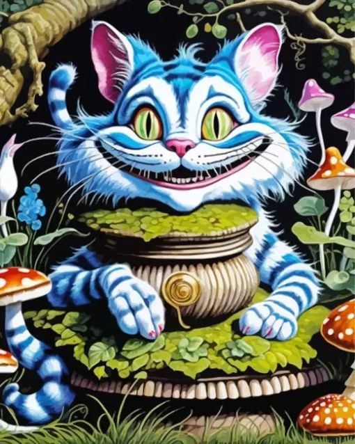 Alice In Wonderland Blue Cheshire Cat Diamond Painting