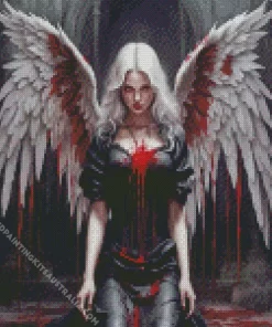 Angel Girl With Bleeding Wings Diamond Painting