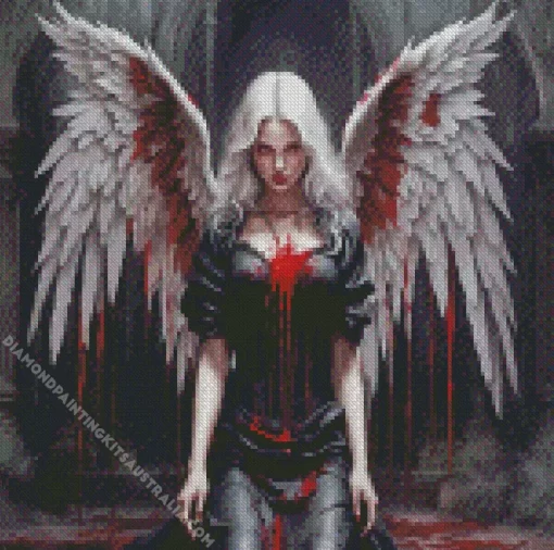 Angel Girl With Bleeding Wings Diamond Painting