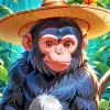 Black Monkey Wearing Hat Diamond Painting