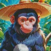 Black Monkey Wearing Hat Diamond Painting