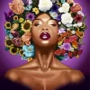 Blooming Black Woman Flowers Diamond Painting