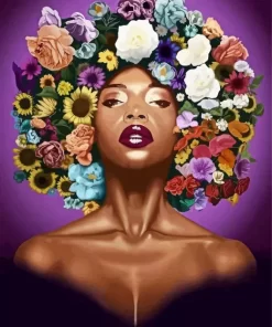 Blooming Black Woman Flowers Diamond Painting