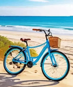 Blue Bike By The Beach Diamond Painting