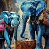 Blue Elephants Diamond Painting