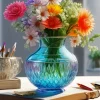 Blue Glass Vase Flowers Diamond Painting