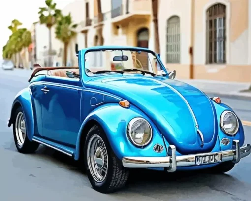 Classic Blue Convertible Beetle Diamond Painting