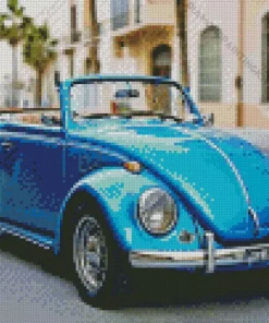 Classic Blue Convertible Beetle Diamond Painting