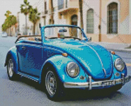 Classic Blue Convertible Beetle Diamond Painting