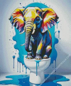 Elephant Sitting On The Wc Diamond Painting