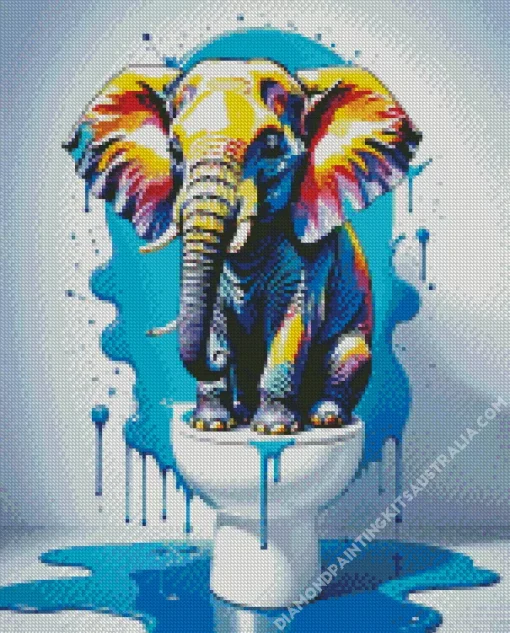 Elephant Sitting On The Wc Diamond Painting