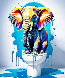 Elephant Sitting On The Wc Diamond Painting