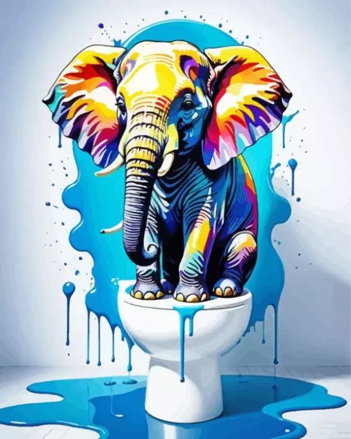 Elephant Sitting On The Wc Diamond Painting