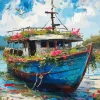 Floral Blue Boat Diamond Painting