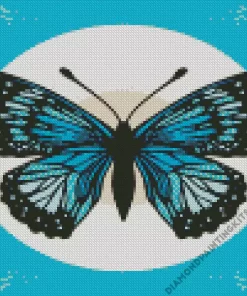 Illustration Blue And Black Butterfly Diamond Painting