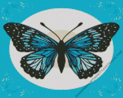 Illustration Blue And Black Butterfly Diamond Painting