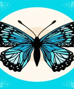 Illustration Blue And Black Butterfly Diamond Painting