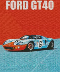 Illustration Blue And Orange Gt40 Diamond Painting