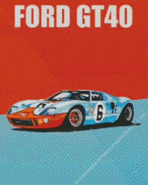 Illustration Blue And Orange Gt40 Diamond Painting