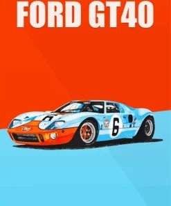 Illustration Blue And Orange Gt40 Diamond Painting