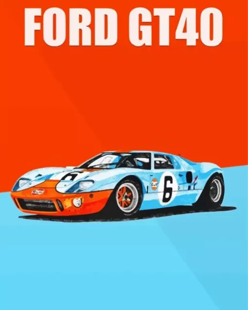 Illustration Blue And Orange Gt40 Diamond Painting