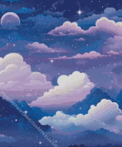 Illustration Blue And Purple Sky Diamond Painting