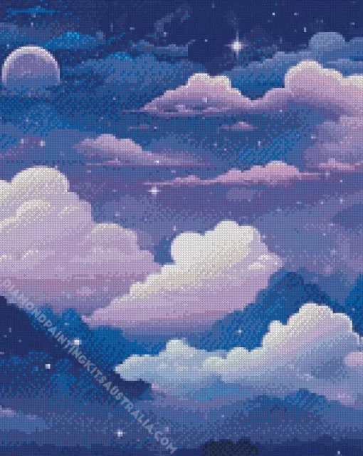 Illustration Blue And Purple Sky Diamond Painting