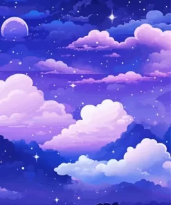 Illustration Blue And Purple Sky Diamond Painting