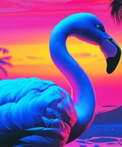 Illustration Blue Flamingo Diamond Painting