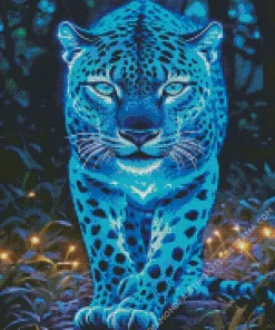 Neon Blue Jaguar Diamond Painting