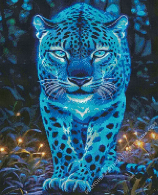 Neon Blue Jaguar Diamond Painting