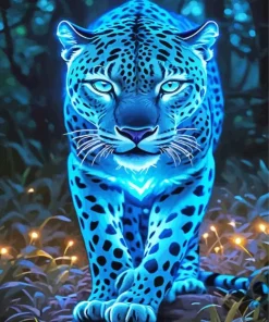 Neon Blue Jaguar Diamond Painting