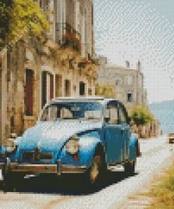 Old Blue Car Diamond Painting