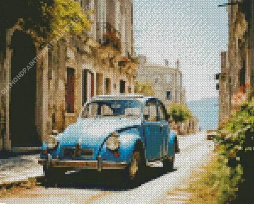 Old Blue Car Diamond Painting