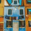 Old Blue House Burano Diamond Painting