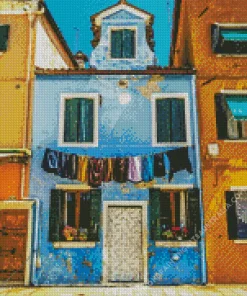 Old Blue House Burano Diamond Painting