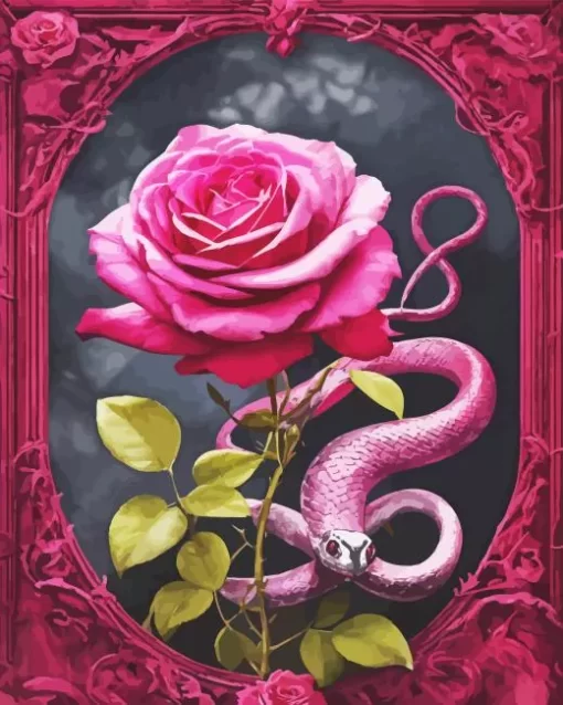 Pink Snake Rose Diamond Painting